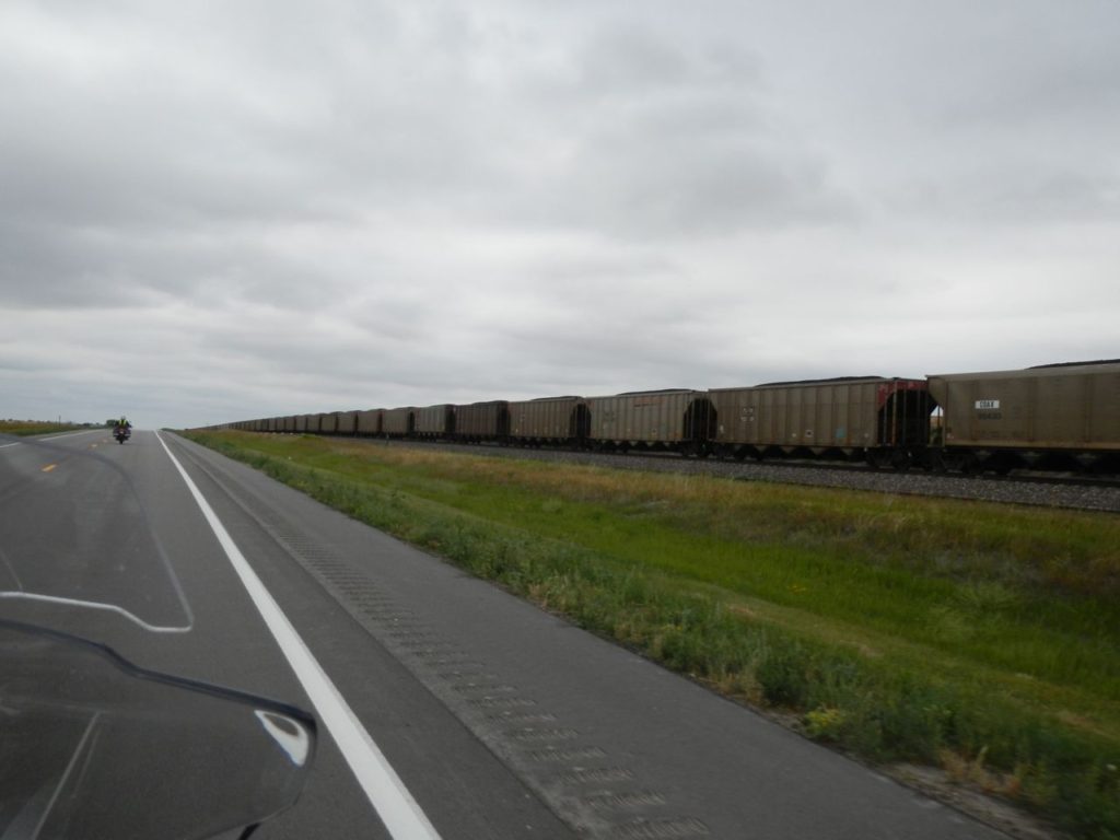 Coal train running along side NE-2